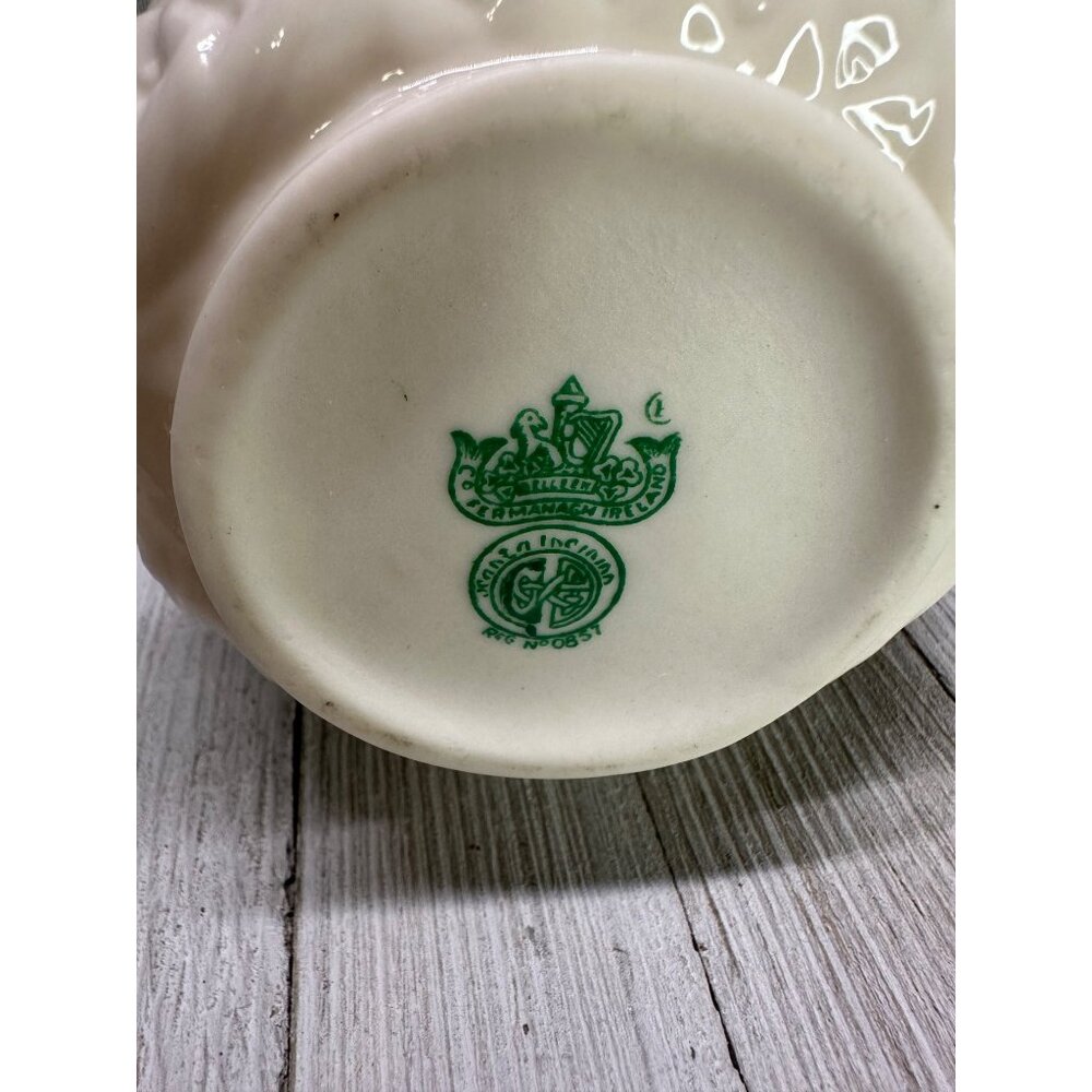 Vtg Belleek Irish Porcelain Thistle Vase 5th Green Mark MCM #0857 See Details - Picture 8 of 13